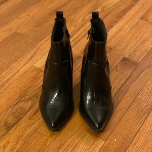 Black Faux Croc Booties